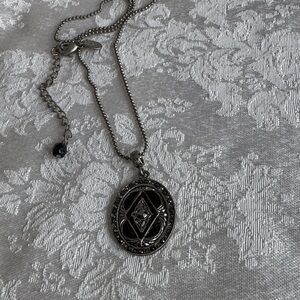 2028 Silver Pendant Necklace with Black Accents